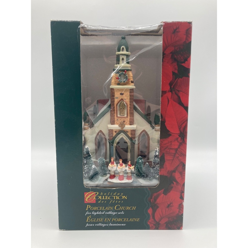 Holiday Collection Porcelain Church Lighted Christmas Village Building Boxed